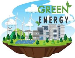Green energy generated by wind turbine vector