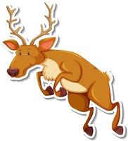 Deer leaping cartoon character sticker vector