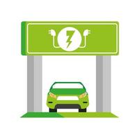 electric car and charging station vector