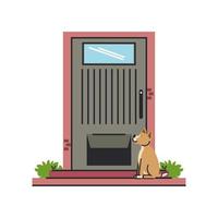 puerta de entrada y perro vector