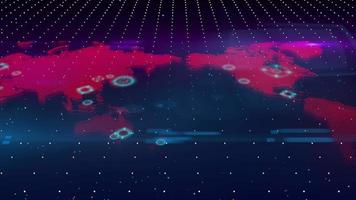 animazione della pandemia del virus della corona della mappa del mondo dell'ologramma video