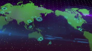 holograma mapa mundial corona vírus pandemia animação video