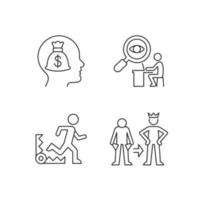 Extrinsic motivation linear icons set vector