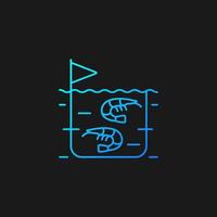 Shrimp farming gradient vector icon for dark theme