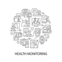 Health monitoring abstract linear concept layout with headline vector