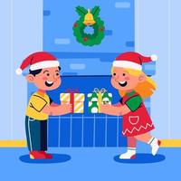 intercambio de regalos para niños vector