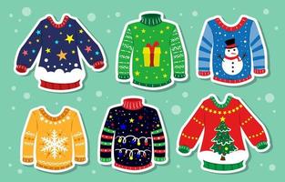 Christmas Sweater Sticker Collection vector