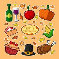 Thanksgiving Dinner Sticker Collection vector