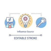 Influence source concept icon. Under influence, overloaded with informational flood from multiple sources idea thin line illustration. Vector isolated outline drawing. Editable stroke