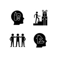Motivational boosters black glyph icons set on white space vector