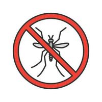 Stop mosquitos sign color icon. Flying insects repellent. Pest control. Isolated vector illustration