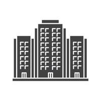 Multi-storey building glyph icon. Apartment house. Silhouette symbol. Tower block. Negative space. Vector isolated illustration