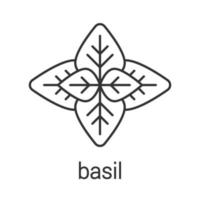 Basil linear icon. Thin line illustration. Flavoring, seasoning. Contour symbol. Vector isolated outline drawing