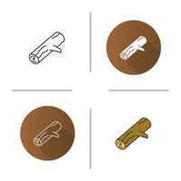 Firewood icon. Flat design, linear and color styles. Campfire log. Isolated vector illustrations