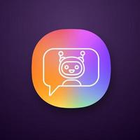 Chatbot in speech bubble app icon vector