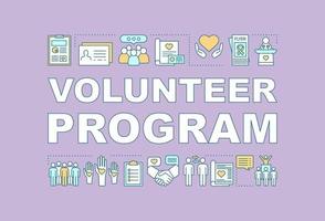 banner de conceptos de palabra del programa de voluntarios vector