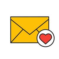 Love letter color icon. Valentines Day correspondence. Isolated vector illustration