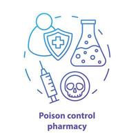 Pharmacy concept icon. Poisons control pharmacology branch idea thin line illustration. Poisonous element and antidote development. Vector isolated outline drawing. Editable stroke