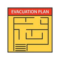 icono de color del plan de evacuación. plan de escape en caso de incendio. ilustración vectorial aislada vector