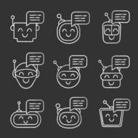 Chatbots messages chalk icons set vector