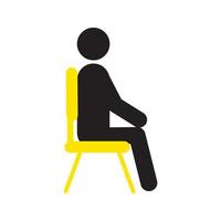 Man sitting on chair silhouette icon. Waiting. Taking rest. Isolated vector illustration