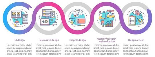 Application development vector infographic template. Business presentation design elements. Data visualization with four steps and options. Process timeline chart. Workflow layout with linear icons