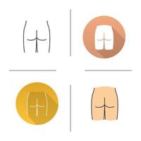 Male buttocks icon. Flat design, linear and color styles. Isolated vector illustrations