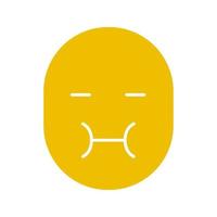Vomiting smiley glyph color icon. Feeling bad. Silhouette symbol on white background. Negative space. Vector illustration