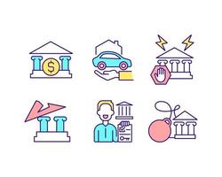 Various banking services RGB color icons set vector