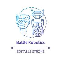 Battle robotics blue gradient concept icon. Transformers idea thin line illustration. Types of robots. Computer machine combat, fighting. Vector isolated outline drawing. Editable stroke