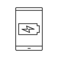 icono lineal de carga de batería de teléfono inteligente vector