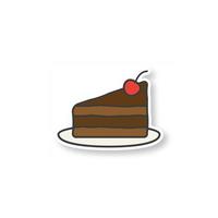 Cake on plate with cherry patch vector