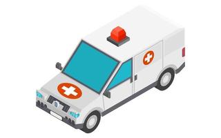 small ambulance with flashing light. drawing new vector