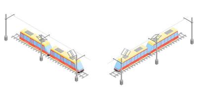 city tram electric transport. isometric style new vector