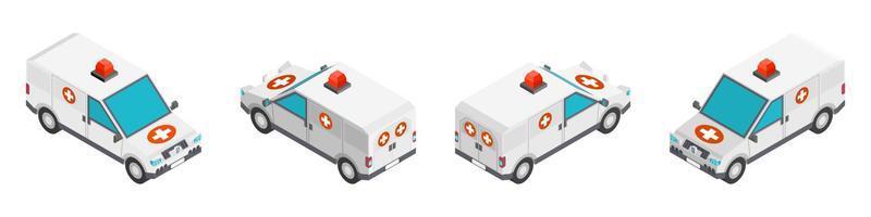 ambulance car set in isometric style. drawing new vector