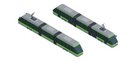 green tram modern environmentally friendly train vector