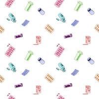 bright seamless pattern with pills on background vector