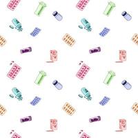 bright seamless pattern with pills on background vector