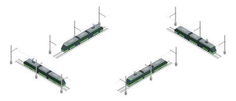 electric transport on rails tram. style isometric vector
