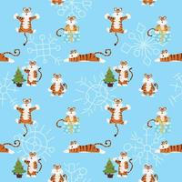 tiger new year pattern. flat style vector stock