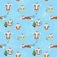 tiger new year pattern. flat style vector stock