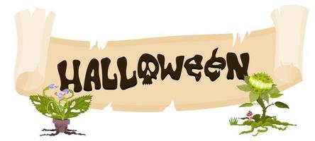 Scroll and lettering halloween for fall holiday vector