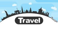 travel around the world by plane to the sights new vector