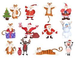 selection of new year characters and tigers vector