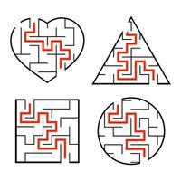 A set of mazes. Game for kids. Puzzle for children. Labyrinth conundrum. Find the right path. Simple flat isolated vector illustration.