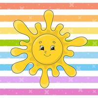 Cute sun. Colorful vector illustration. Cartoon style. Isolated on color background. Design element. Template for your design.