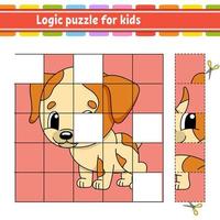 rompecabezas de lógica para niños. perro animal. hoja de trabajo de desarrollo educativo. juego de aprendizaje para niños. página de actividad. Ilustración de vector aislado plano simple en estilo de dibujos animados lindo.