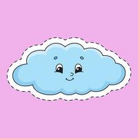 Sticker with contour. Cartoon character. Colorful vector illustration. Isolated on color background. Template for your design.