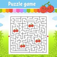 Square maze. Game for kids. Puzzle for children. Labyrinth conundrum. Color vector illustration. Find the right path. Isolated vector illustration. Cartoon character.