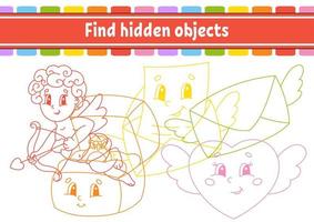 Find hidden object. Education developing worksheet. Activity page with pictures. Color contour. Logical thinking training. Isolated vector illustration. Funny character. Cartoon style.